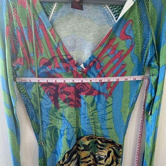 Ed Hardy × Streetwear Y2K Vintage Ed Hardy crazy knit stretch dress‎ sweater | - Picture 8 of 11